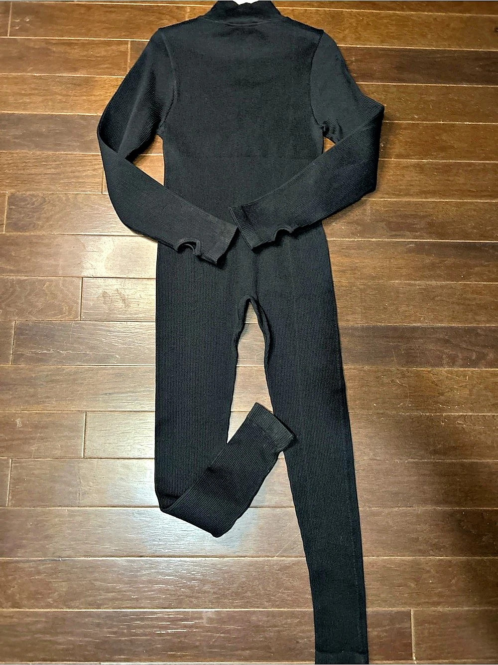 Justice Girls Black Ribbed One-Piece Size 10 - Picture 2 of 3
